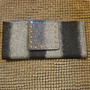 Glamorous Glitter Clutch with Stud Accents